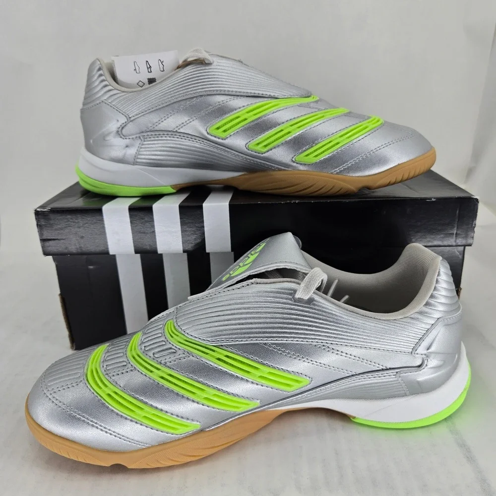 Adidas Predator Sala W Silver Green Indoor Soccer Shoes JR1636 Womens 9 NEW